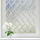 Haton Window Privacy Film Decorative Frosted Glass Window Film, Sun Blocking Stained Glass Clings, Static Cling Removable Stickers for Home Door Coverings, Lattice Pattern 23.6" x 78.7"