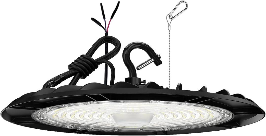 UFO LED High Bay Light Dimmable 150W 24000LM/120W/100W Adjustable Commercial Bay Lighting 6000K/5000K/4000K Plug-in for Factory Warehouse Garage Workshop