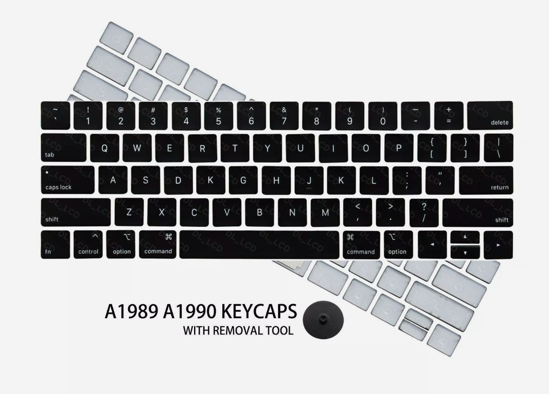 MMOBIEL US Keyboard Key Caps Full Set Replacement Compatible with MacBook Pro Retina 13" 15" A1989 A1990 A1932 (Black)