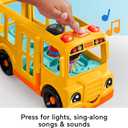 Fisher-Price Little People Toddler Toy School Bus Musical Push-Along Vehicle with 2 Figures for Pretend Play Ages 1+ Years