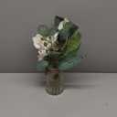 White Orchids Artificial Flowers with Vase Fake Flowers in Vase Artificial Eucalyptus Stems in Glass Vases with Faux Water Faux Orchid with Eucalyptus Leaves Arrangement for Dining Table Centerpiece