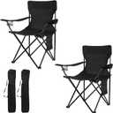 Damei century Folding Camping Chairs- Lightweight, Portable Chair for Beach, Lawn, Outdoor Sports (2pc Black)