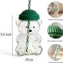 2025 New Bear Straw Cup, 20oz Glass Bear Cup With Reusable Straw For Smoothies, Boba & Iced Coffee