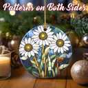 4 x Christmas Ornaments, 2.8in Ceramic Birth Flower Ornament, Xmas Decor, Christmas Tree Ornaments, Xmas Decorations for Tree, Holiday Ornament, Birth Flower Gifts, Gift Ideas, Gifts for Women - Apr