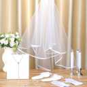 Funtery 6 Pcs First Communion Veils for Girls Catholic Set 1st Communion Wreath Veil Headpiece Sock Necklace Bracelet Kid