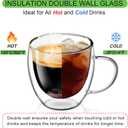 Glass Coffee Cups Set of 4, 8.5oz Double Walled Glass Mugs with Handles, Clear Insulated Coffee Mug Espresso Cups, Cappuccino Latte Tea Cups Set, Heat Resistant Borosilicate Clear Glasses