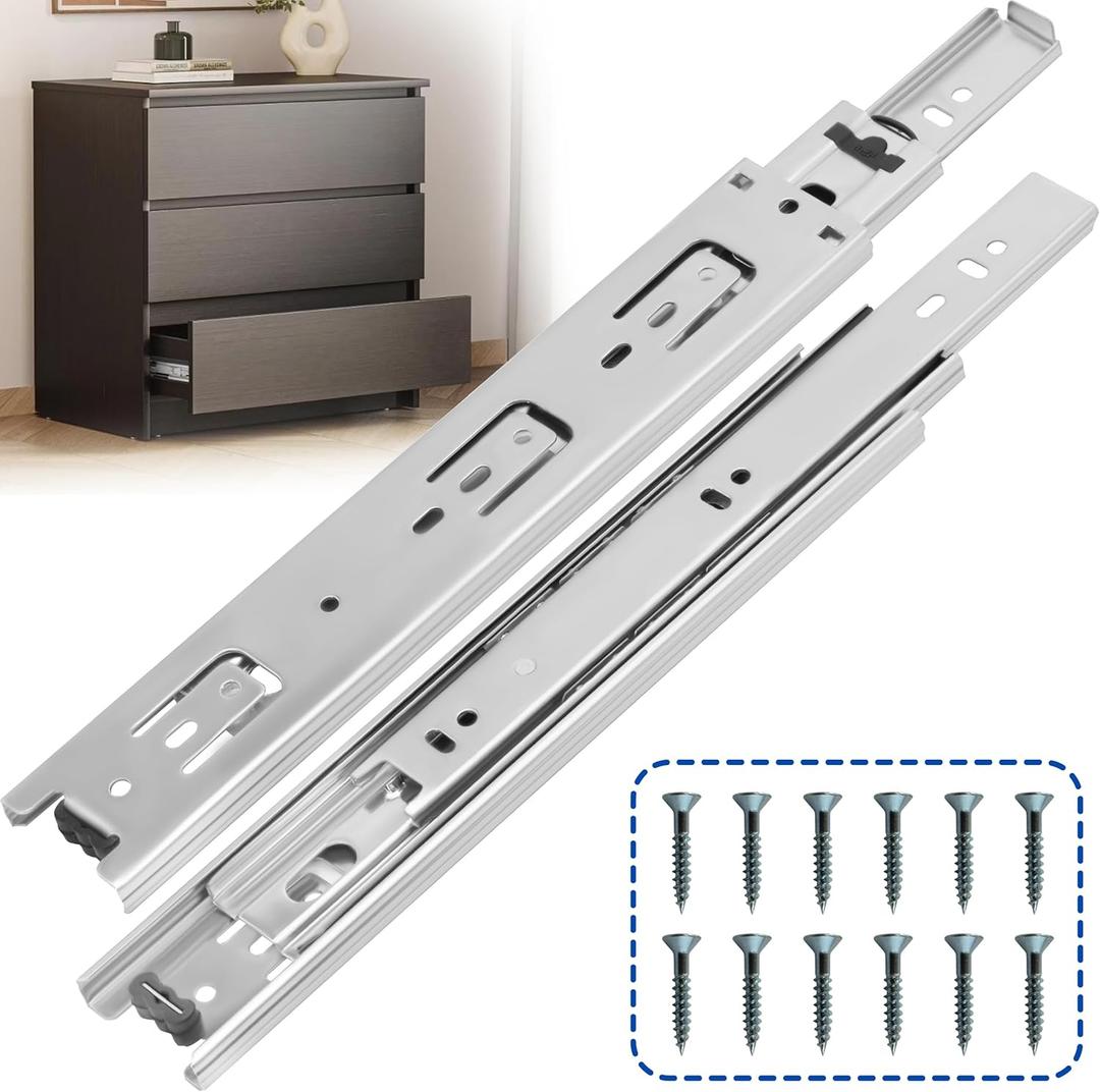 10 Inch Drawer Slides 1 Pairs (2pcs) Heavy Duty Full Extension Ball Bearing, Side Mount Drawer Rails, 10" Drawer Slide Glides for Dresser, Cabinet, Kitchen-Draw Slides Sliders 100LB Capacity
