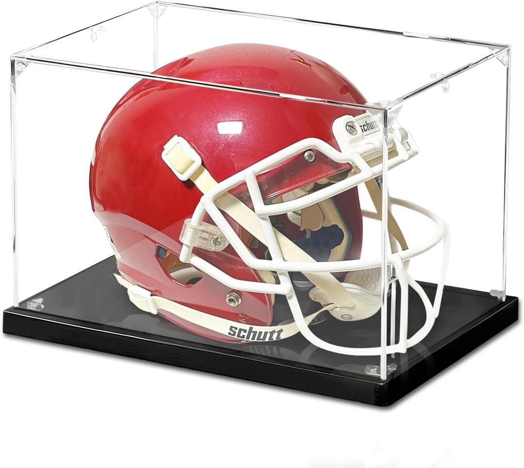 Football Helmet Display Case, Clear Acyrlc Helmet Case Display Case Full Size, UV Protection Case for Football Baseball Motorcycle Helmet, Sports Memorabilia Showcase (1 Pack)