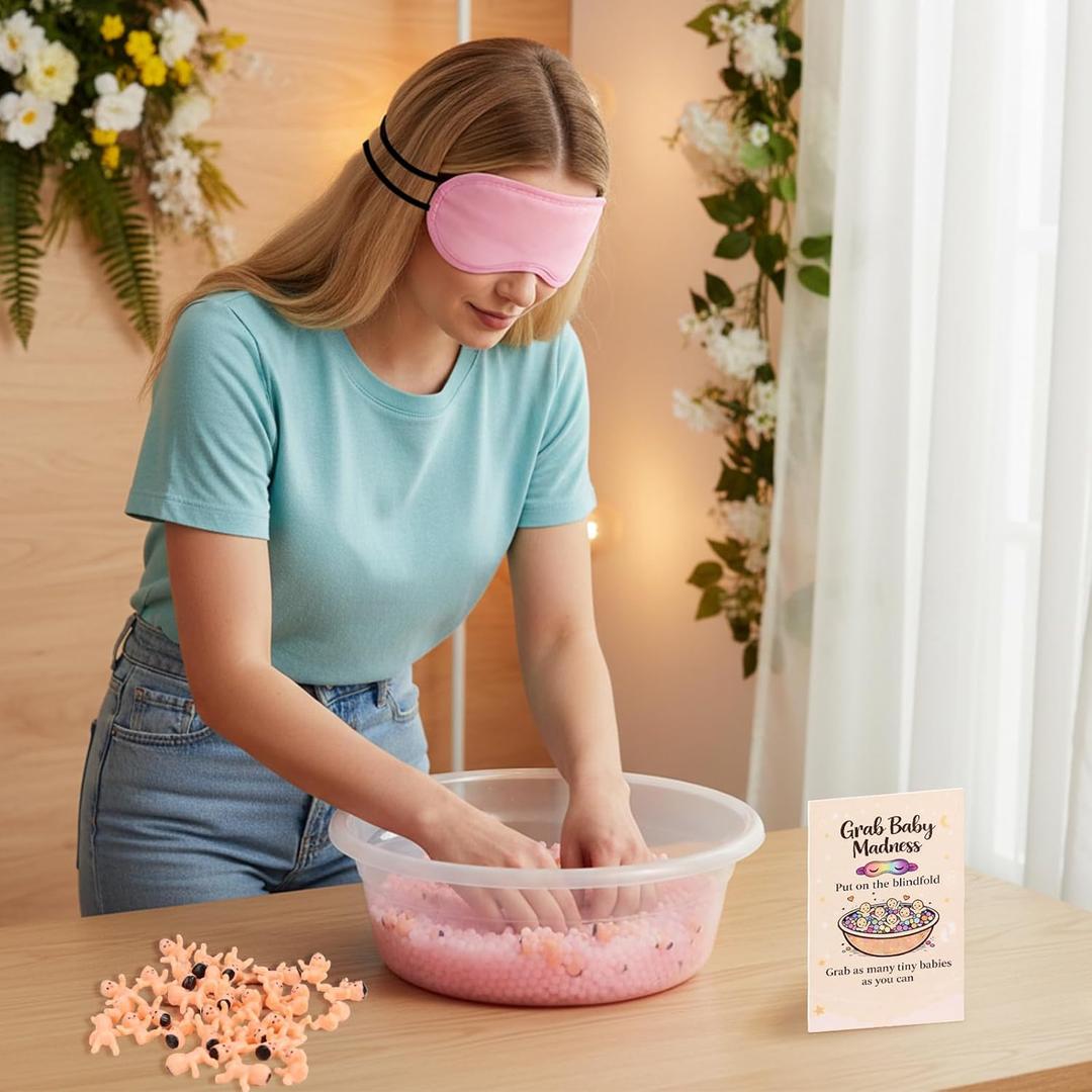 3 Sets Funny Baby Shower Games - Ice Breakers Games for Grab Baby Madness, Hilarious Activities Shower Game Ever Boy or Girl (pink)