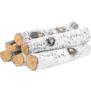 Skyflame 6 Piece Set of Gas Fireplace Logs, Large White Birch Ceramic Logs for All Types of Indoor/Outdoor Gas Inserts, Ventless, Fireplaces and Fire Pits