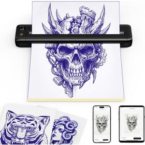 Rongta Tattoo Stencil Printer, Wireless Tattoo Machine, Tattoo Supplies for Perfessional and Beginners, Bluetooth/USB Connectivity, Black