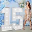 Marquee Numbers Large 15th-Birthday Decorations: 4ft Light Up Number Party Decor 15 Year Old Girl And Boy Birthday Decoration Quinceanera Backdrop Anniversary Cardboard Big Balloon Frame Number 15