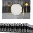 Placemats Set of 12Non-Slip PVC Weave Table Mats Easy to CleanHeat Resistant Place Mats for Kitchen Dining Table Decoration Indoor OutdoorBlack Gray