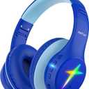 EarFun K4 Kids Bluetooth Headphones, Wireless Headphones with LED Lights, 74/85/94dBA Volume Limited, Built-in Mic, 90H Playtime, Bluetooth 5.4 Over Ear Headphone for iPad/Tablet/PC/School, Blue 