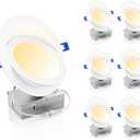 Ensenior 6 Pack 6 inch LED Eyeball Recessed Lighting, 360+90 Rotatable and 2700K-5000K Selectable, Dimmable Gimbal Recessed Lights, Canless Angled Adjustable Ceiling Downlight, 1300LM, 13W=115W-FCC