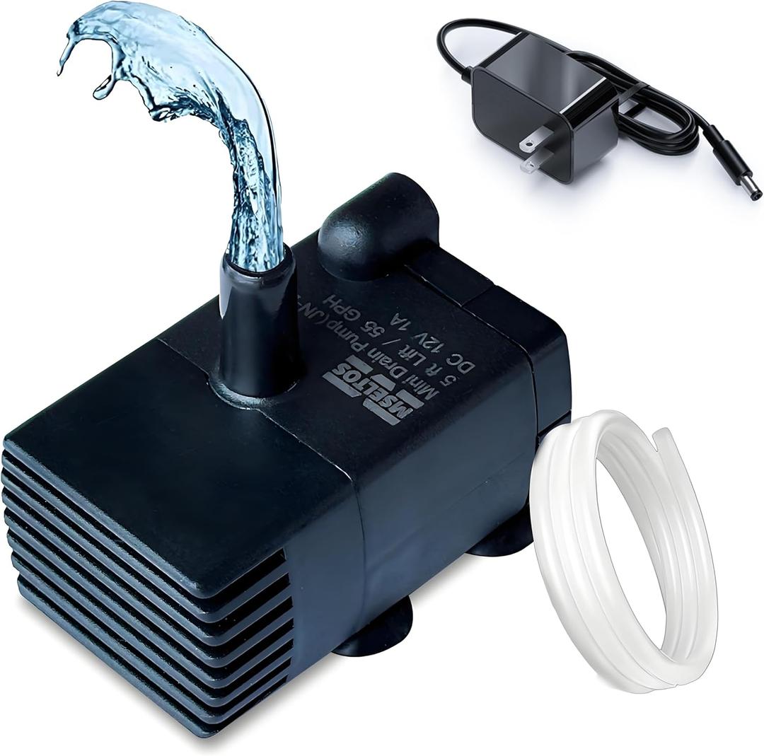 Automatic Small Sump Pump with Water Sensor, 5 FT Lift 55 GPH 115V/230V Mini Condensate Pump with Float Switch, Water Removal for Dehumidifier, Air Conditioner, Ice Maker, Basement, Auto On Off (Black)