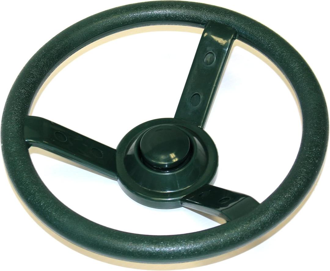 Green Plastic Steering Wheel Swing Set Accessory for Wood Backyard Play Set