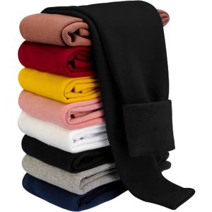 BOOPH Girls Fleece Lined Leggings Winter Warm Basic Pants for Toddler Kids
