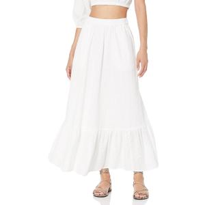The Drop Women's Anupa Cotton Tiered Midi Skirt (White)