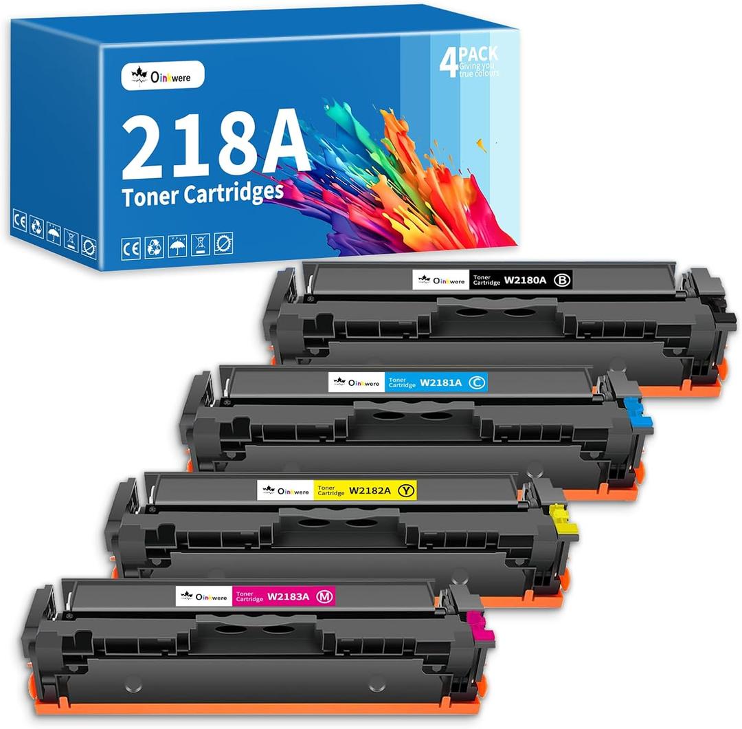 218A 218X Toner with Chip Replacement for HP 218A 218X Toner Cartridges 4 Pack Compatible for MFP 3301fdw Toner 3301cdw 3201dw 3301sdw Printer Ink W2180A 218A Toner (4 Pack)