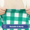 Smiry Picnic Table Cloth 2 Pack, Waterproof Elastic Fitted Tablecloths for 8FT Rectangle Tables, Washable Polyester Buffalo Plaid Tablecloth for Camping, Dining & Outdoor (Green & White, 30" x 96")