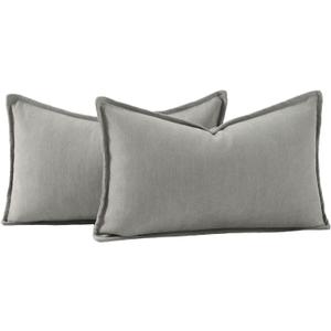MADIZZ Textured Chenille Throw Pillow Covers Pack of 2 Natural Soft Decorative Accent Pillowcases Boho Neutral Couch Throw Pillow for Bed Home Decor for Sofa Livingroom 12x20 inch Grey
