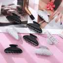 8 Pcs Large Acrylic Hair Claw Clips for Women Non slip Strong Hold Clamps for Thick and Thin Hair(Polka Dots,Black,White)