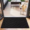 Indoor Doormat,Front Back Door Mat Rubber Backing Non Slip Door Mats 50" x 80" Black