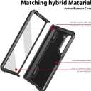 DOME GLASS [Whitestone Escudo Armored Case for Z Fold 5 Made of PC Material, Hinge Protection Designed with Kickstand & Ultimate fit Phone Cover for Z Fold 5 in Black & Clear (Black)