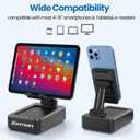 JTEMAN Cell Phone Stand with Bluetooth Speaker, HD Stereo Sound & Anti-Slip Base, Foldable Adjustable Desktop Phone Holder for Home Office, Cool Tech Gadgets Birthday Gifts for Men Women (Black)