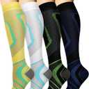 Sooverki Compression Socks for Women and Men Circulation (4 Pairs) is Best Support for Running Athletic Cycling Hiking (Large-X-Large, 05 - Assorted  4 Pack)