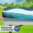 Moosfor Rectangle Fitted Table Cloth, Waterproof Spandex Elastic Tablecloths, Fits for 6 Foot Folding Tables, Stretch Washable Table Cover for Picnic, Camping, Outdoor (Forest, 30"x72")