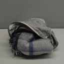 Woolly Throw Pure Wool Blanket - Large 55x83 inches, 1.5 lbs,Wool Fringed Knee Throw Blanket for Couch Bed Outdoor Travel,Soft Lightweight Breathable Blanket for All Season,Blue Check