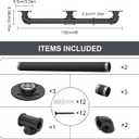 Willstar 5FT Industrial Staircase Handrail Non-Slip Pipe Bar Foot Rail Wall Mount Stair Rail Vintage Grab Bar for Steps Black Iron Pipe Handrail for Outdoor Indoor Stairs Loft Porch Hand Rail (5ft)