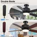 Surtime 44In Flush Mount Ceiling Fans with Lights and APP&Remote Control,Farmhouse Low Profile Ceiling Fan for Indoor/Outdoor,3CCT Dimmable,5 Reversible Double-Sided BladesBlack