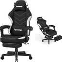 Gaming Chair,Fabric Computer Chair with Pocket Spring Cushion,400 lb Load Capacity,Ergonomic Office Chair with Footrest,Height Adjustable Video Gamer Chair with Lumbar Support (Black)