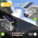 WALI Dummy Fake Camera, Security Camera with Motion Sensor Flood Light, Simulated Surveillance Security CCTV Dome Camera Indoor Outdoor (TCW2-SOL), 2 Packs, White-Solar