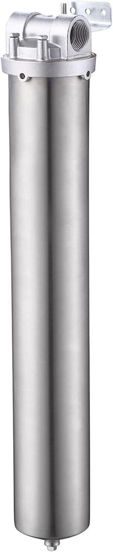 NSF/ANSI 42 Certification 304 Stainless Steel Filter Housing for 20" Filter Cartridge, 1" NPT Water Filter Housing, Drain Valve Style C (Square Head)