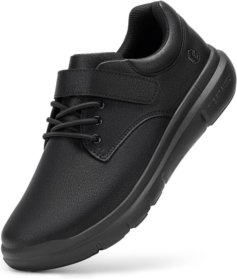 FitVille Diabetic Shoes for Men Wide Width, Leather Oxford Dress Shoes Extra Wide Walking Shoes Hook and Loop Orthopedic Sneakers for Edema and Swollen Feet, Size 11 (Jet Black)