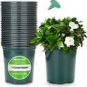 GROWNEER 24 Set 6" 1 Gallon for Plants Flexible Nursery Pot with Drainage Hole and 15 Pcs Plant Labels, Flower Plant Container for Indoor Outdoor, Green