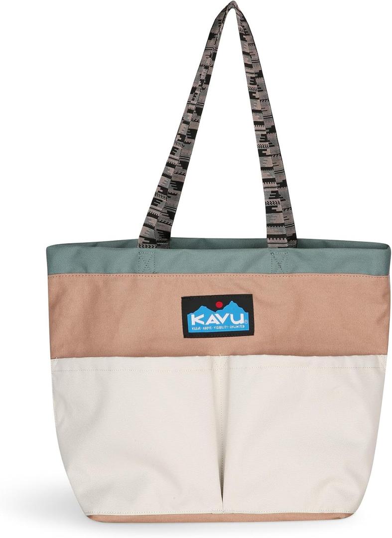 KAVU Twin Falls Tote Shoulder Strap Canvas Color Block (One Size, Calm Coast)