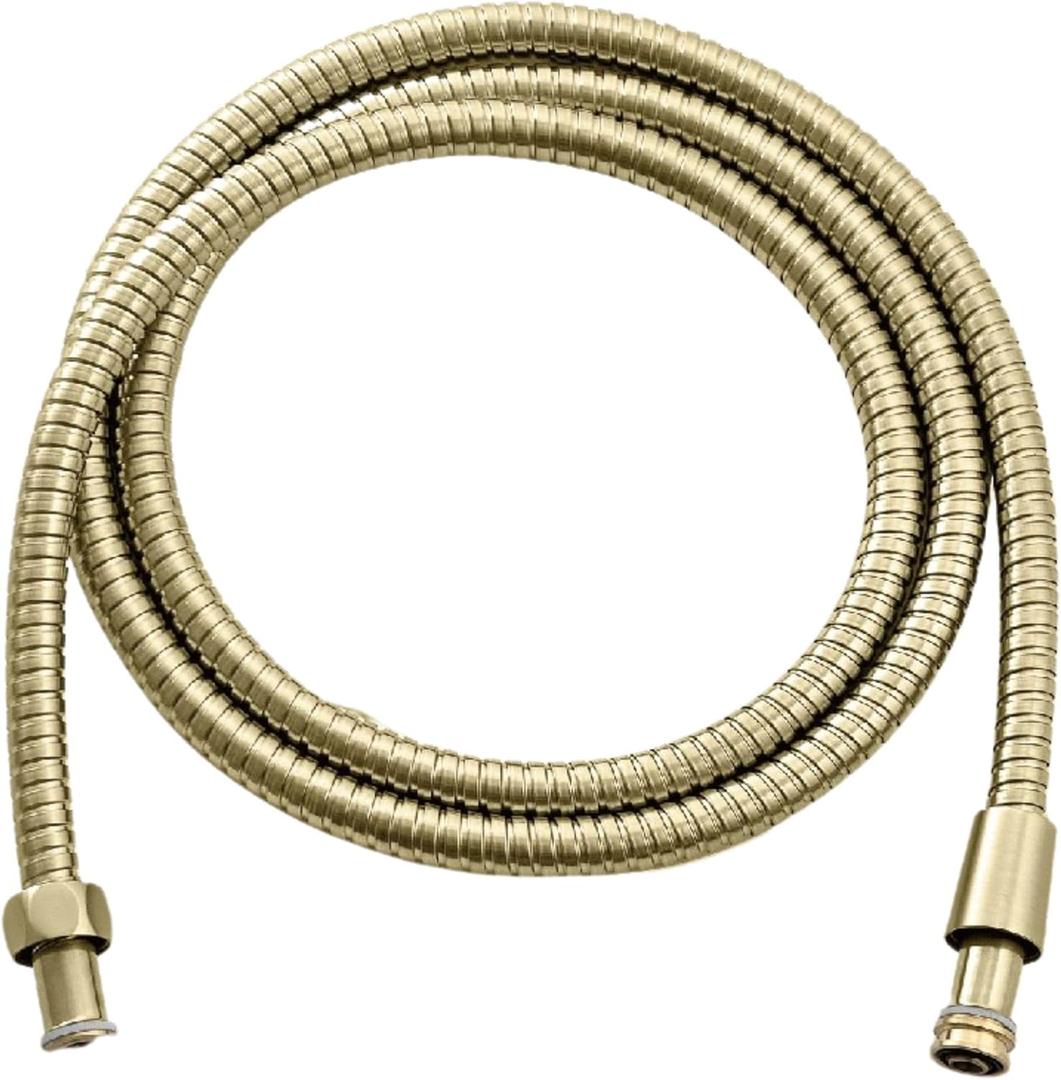 Purrfectzone Universal 72" Extra Long Shower Replacement Hose, Leak Proof Stainless Steel Shower Hose, Kink-free Anti-twisting design, Brushed Gold