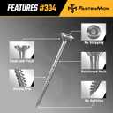 #10x2-1/2 Stainless Steel Deck Screws, 304 Grade, 1200 PCS, T25 Star Drive Bit, Ideal for Outdoor Wood Projects, Fences, Benches, Picnic Tables, and Decks, Bulk Box