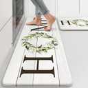 KIMODE Farmhouse Kitchen Mat 2PCS Anti Fatigue Kitchen Rugs Non-Skid Waterproof Kitchen Floor Mat Cushioned Comfort Standing Mat for Office,Laundry,Sink,Home