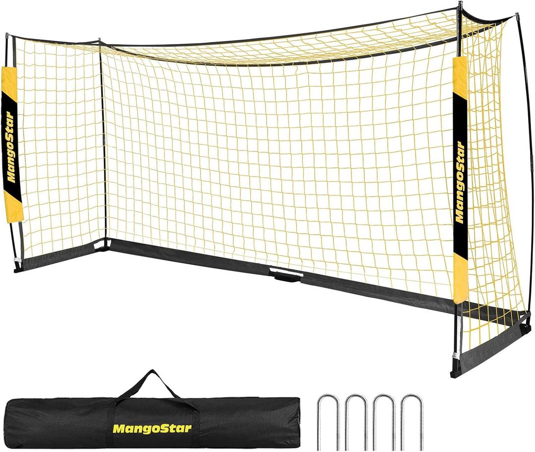 MangoStar Soccer Goal, 12X6 FT Soccer Goal for Backyard Portable Net Collapsible Metal Base, Quick Set Up Soccer Net for Indoor Outdoor Practice Training with Carry Bag