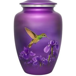 GO NAUTICAL INSTRUMENTS Beautiful Hummingbird Urn Adult Funeral Cremation Urns for Human Ashes Home Decor, 10X5 inches, Purple