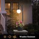 Outdoor Post Light with Planter, Matte Black Solar Lamp Post Light with Globe Shade, 2 in 1 Waterproof Solar Post Lights Outdoor Planter for Outside Gardan Pathway (White)
