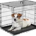 Sweetcrispy 36 Inch Dog Crate, Medium Crates Double Door Folding Metal Wire Dog Cage with Plastic Leak-Proof Pan Tray, Pet Kennel for Indoor, Outdoor, Travel