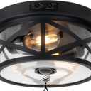 Motion Sensor Outdoor Ceiling Light, Adjustable Black Flush Mount Light Fixture, 2-Light Porch Lights Outdoor, Clear Glass Industrial Exterior Ceiling Lights for Patio, Garage, Entryway, Farmhouse