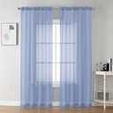 Chyhomenyc Sheer Curtains 84 Inches Long 2 Panels Set - Light Filtering Soft Airy Window Curtains, Rod Pocket for Living Room Bedroom Window Drapes, 42Wx84L Inch, Denim Blue